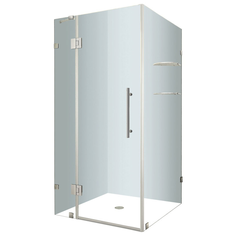 Avalux GS 48" x 72" Rectangle Hinged Shower Enclosure, Stainless Steel, Clear