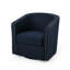 Fauteuil club pivotant bleu avec pieds en fer - Finition des pieds noirs Largeur de paquet moderne de 32,75 po