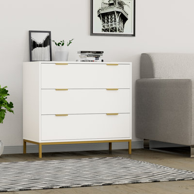 Keltyn 3 Drawer 31.5" W Dresser for Bedroom Rattan Chest of Drawers Wood Storage Chest