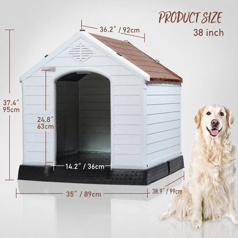 Niche pour chien en plastique Aunyae, Brun, 37.4" H x 35" W x 38.9" D
