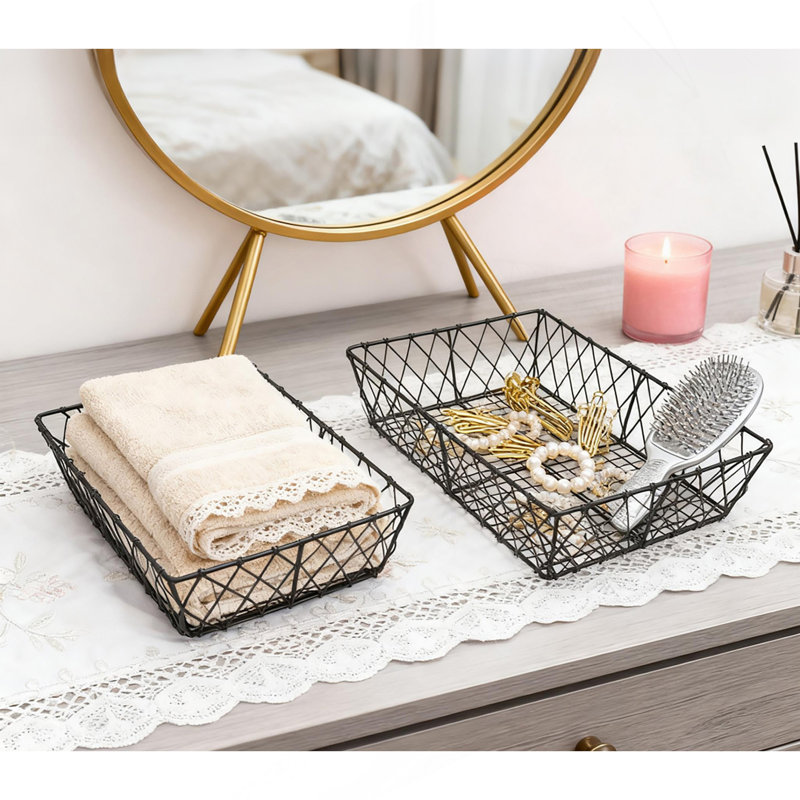 S/2 Rectangular Iron Trays,Black