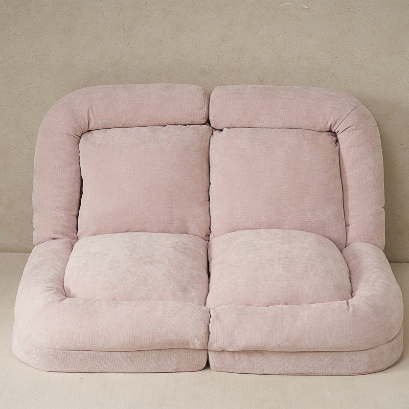 Convertible Fold-Out Single Sofa Bed, Pink