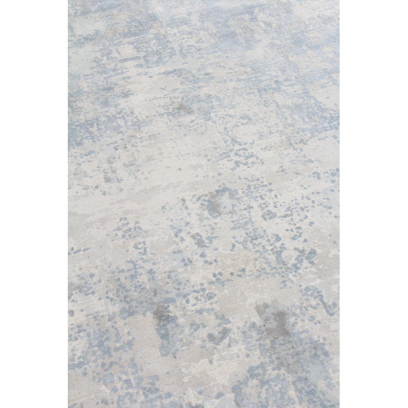 Murano Hand Knotted Area Rug, Rectangle 9' x 12', Blue/Silver