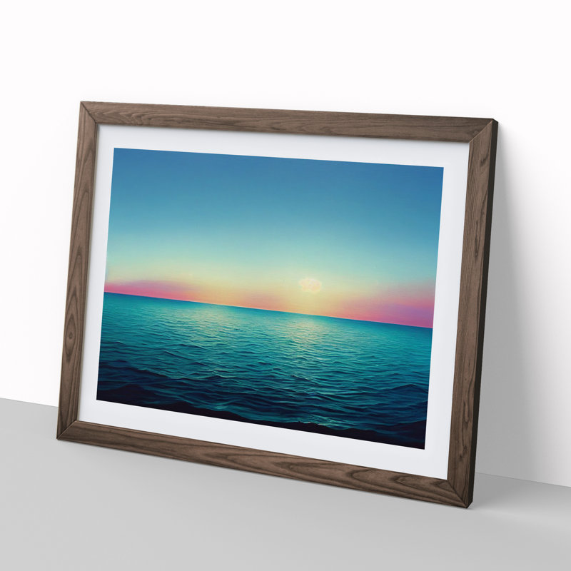 XH1022-7575X Rose Sky Above The Ocean Vol.3 - Single Picture Frame Painting, 46cm H x 64cm W x 2cm D, Walnut 