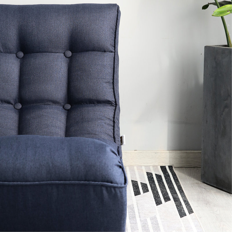 Fauteuil inclinable - réglable, confortable en métal bleu marine pour le salon pliable, élégant