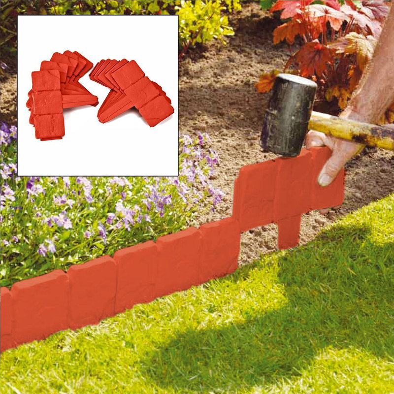 Mucha 40.64cm H x 27.94cm W Terracotta Polyethylene Plastic Lawn Edging