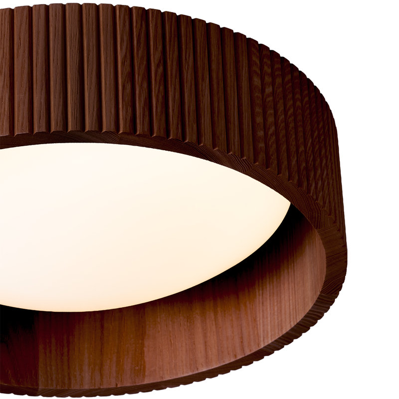 Tambo 14" Flush Mount Ceiling Light - Glass Diffuser, Weathered Brass, Dark Walnut, Dimmable