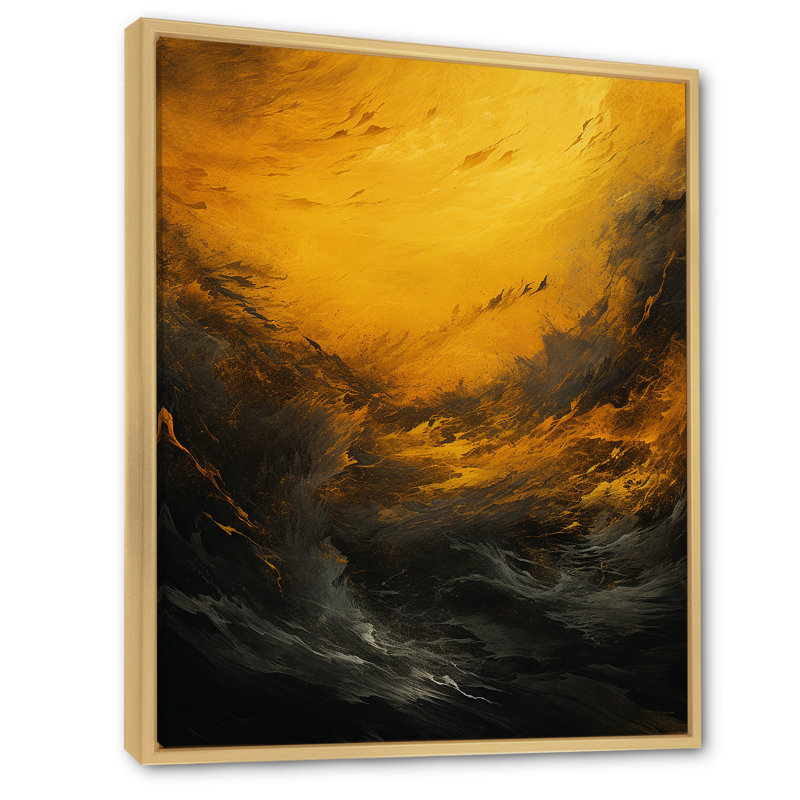 «Jaisvi Yellow Whirling Winds I», reproduction d'art sur toile, H 40 po x l 30 po x P 1,5 po, Cadre naturel flottant