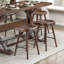 Ensemble de table de salle à manger à hauteur de comptoir brun 7 pièces avec repose-pieds en métal et 6 tabourets-540133146
