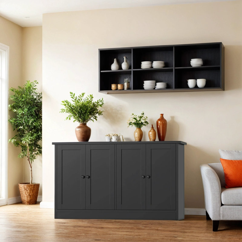 Modern Buffet Storage Cabinet With 4 Door, 49" W Coffee Bar Cabinet, Kitchen Buffet Sideboard For Living Room, Kitchen