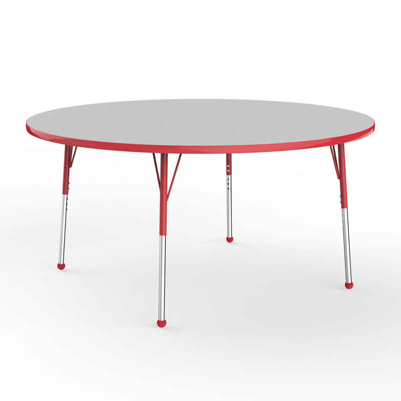 Table ronde à hauteur réglable, 48", Gris / rouge, Standard Ball Glide