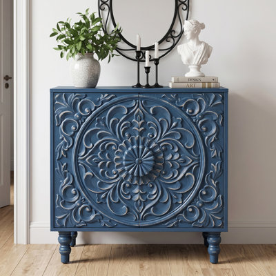 30.7" Retro Carved 2-Door Accent Cabinet