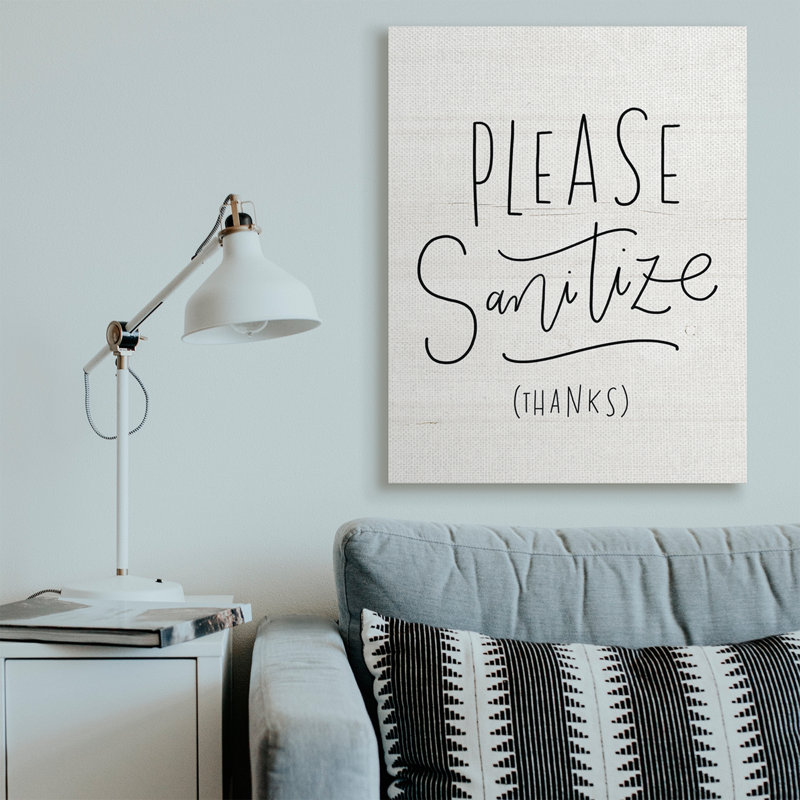 " Please Sanitize " Graphic Art Print, 48" H x 36" W, Wrapped Canvas