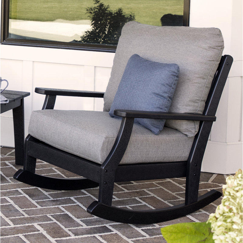 Chaise berçante à siège profond Braxton, Revolution® gris, Noir