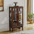 Lighted Curio Display Cabinet With Adjustable Shelves, Mirrored Back Panel, And Tempered Glass Doors For Elegant Storage And Display-467864286