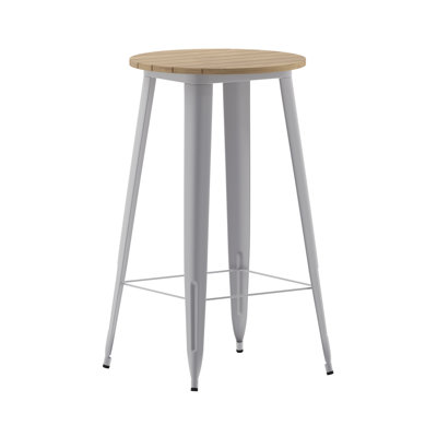 Table de bar commerciale / intérieure ronde en poly avec structure en acier Greory