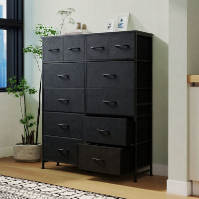 39.37" W 12-Drawer Fabric Dresser with Wood Top, Storage Chest