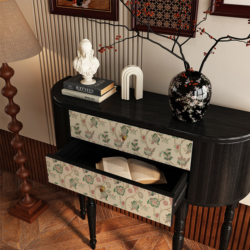 Console rétro avec 2 tiroirs, H 35,43 po x l 39,37 po x P 11,81 po