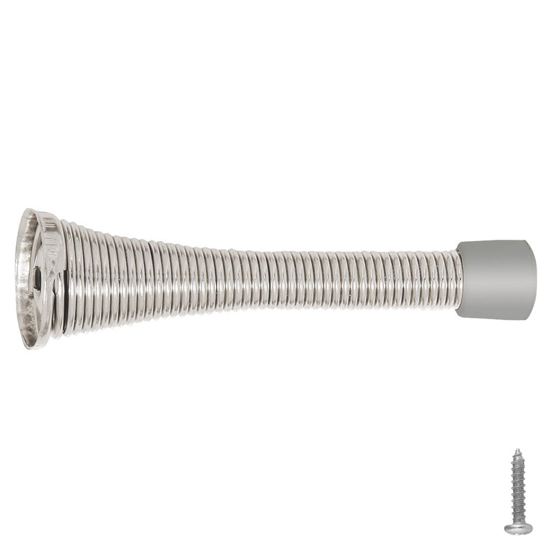Butoir de porte en acier Spring Spring, Nickel satiné, 20