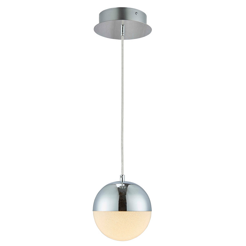 Luminaire suspendu sphérique en forme de sphère à 1 lumière au fini chrome