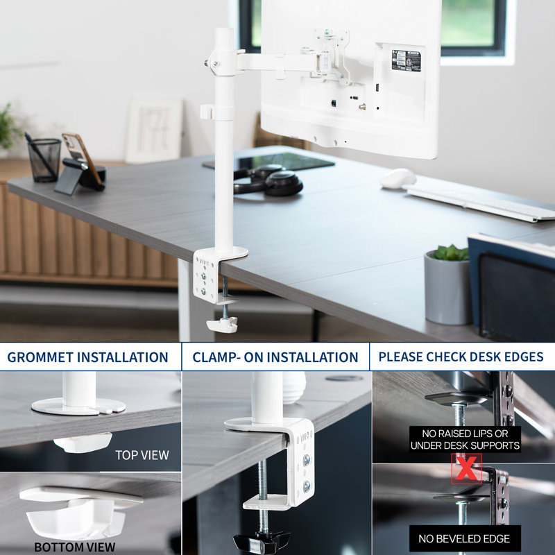 Single LCD Monitor Height Adjustable Desk Mount