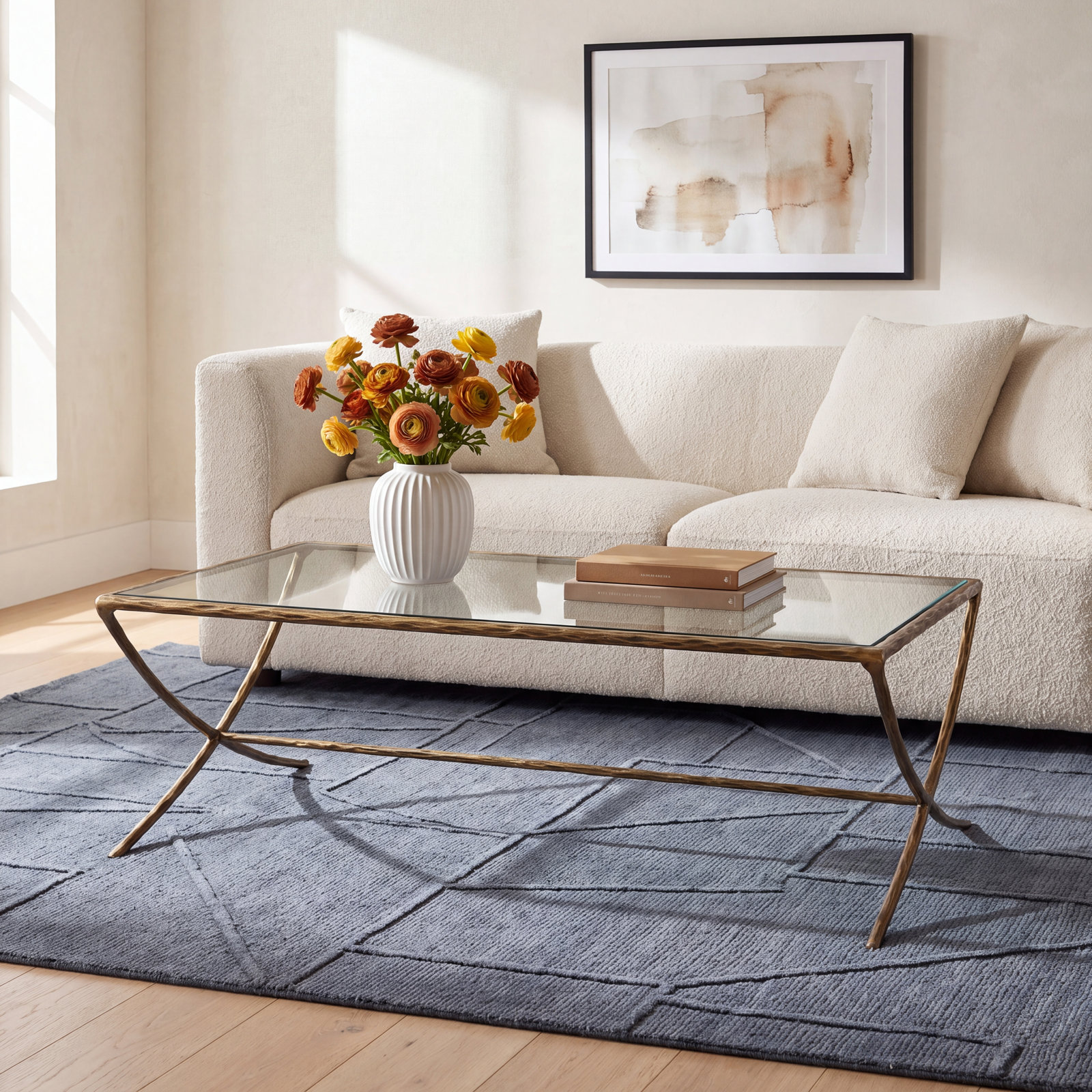 Evelynn 48" Coffee Table, Brass