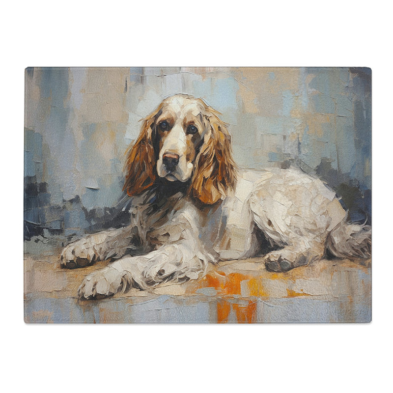 Cocker Spaniel Gestural  Glass Chopping Board