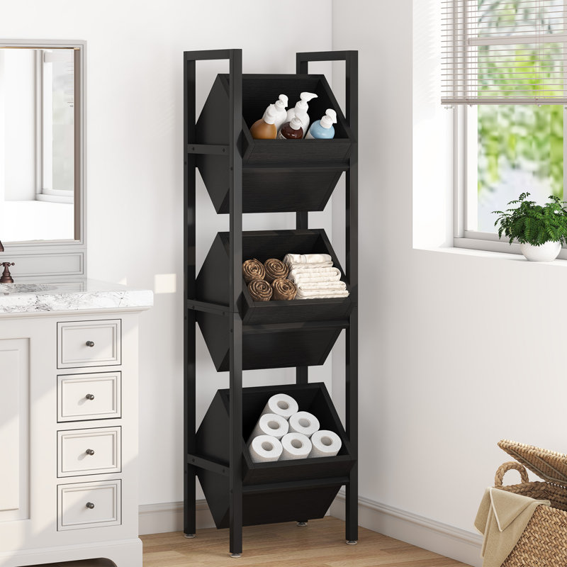 Mitsuko 14.57'' W Metal Storage Rack, Black