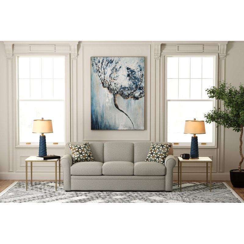 Aadhya 79" Rolled Arm Sleeper Sofa with Reversible Cushions, Queen, Grande Wheat, Gel Memory Foam