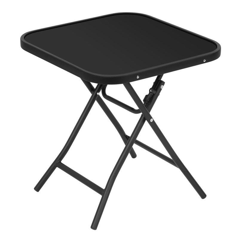 Klarc Square Metal Folding Outdoor Side Table , cm W cm D, Black