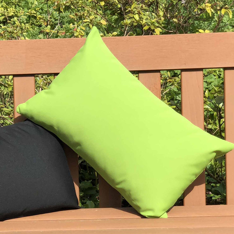 Sunbrella Fabric Solid Color Indoor/Outdoor Patio Garden Polyester Filled Lumbar Throw Pillows, Macaw Green