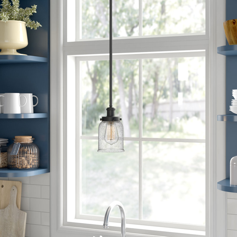 Mini luminaire suspendu à tige 5 po Ballston Urban Bell, Ampoule non incluse, Noir mat, Grainé