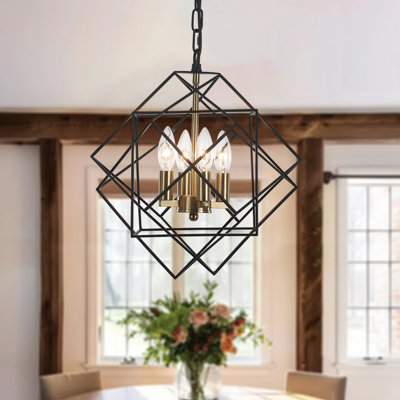 4 - Light Dimmable Geometric Chandelier