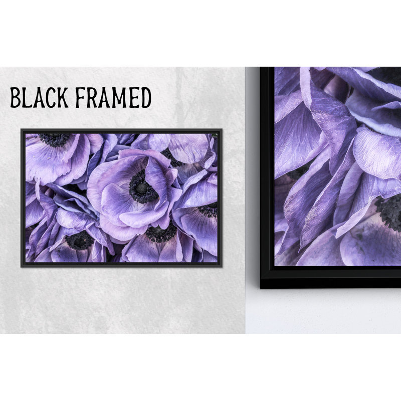 Art moderne sur toile, anémone mauve moderne, impression sur toile, encadré noir 1P, 23,7 po H x 31,6 po l