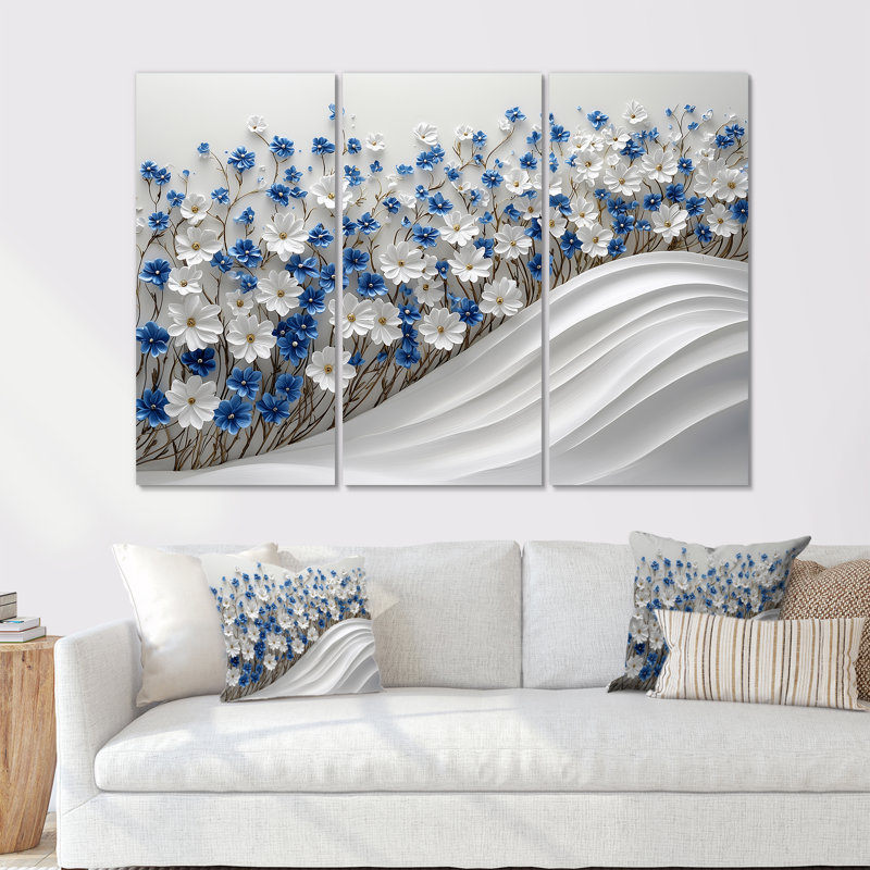 Ensemble de décorations murales fleurs de campagne II, Métal métal, H 28 po x l 36 po x P 1 po