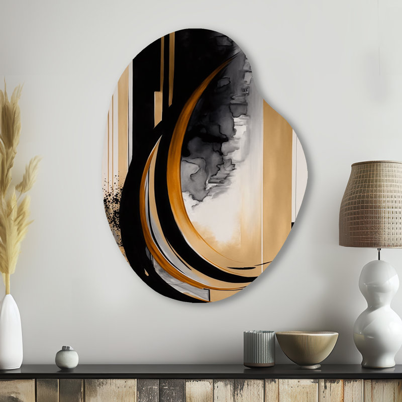 Gold Touch Art Deco II - forme unique, décoration murale abstraite en métal, sculpture murale asymétrique en métal