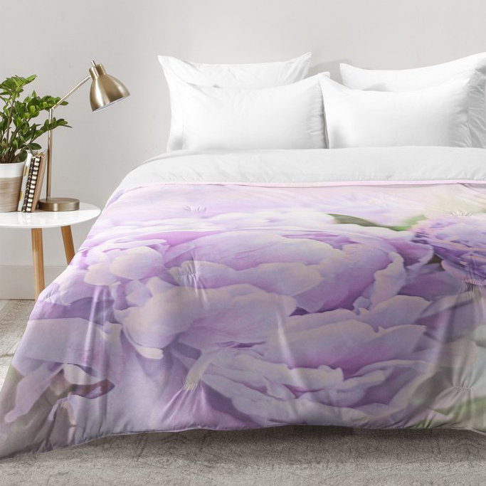 Ensemble d'édredon pivoines, Édredon double / grand + 2 taies décoratives sta