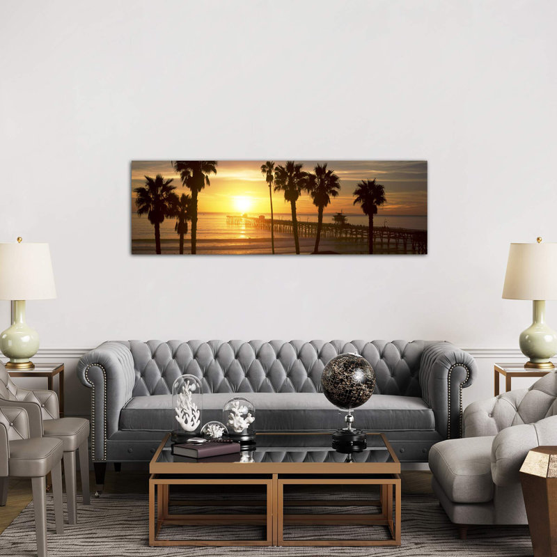 Silhouette Of A Pier, San Clemente Pier, Los Angeles County, California, Usa by Panoramic Images - No Frame Panoramic Print on Canvas