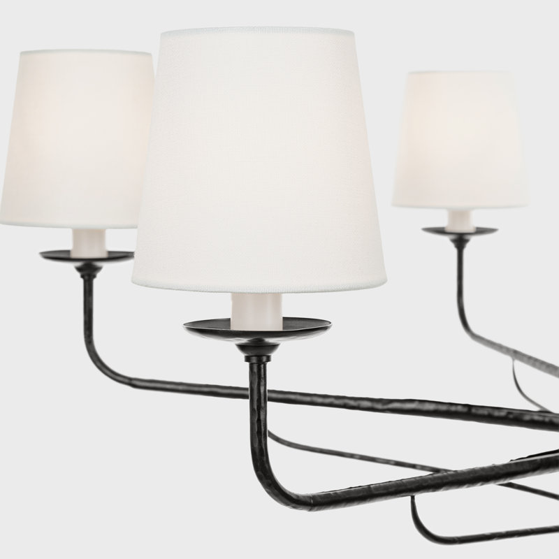 Amalfi 41" Chandelier in Waxed Black with Linen Shades