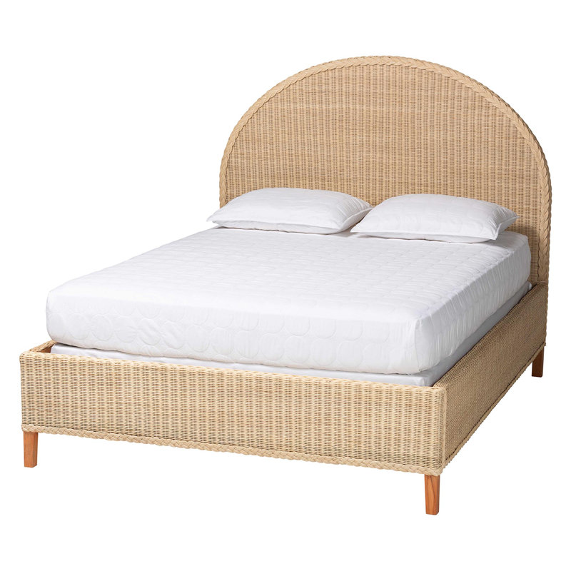 Bali & Pari Lanica Japandi Sun-Bleached Braided Rattan Queen Size Bed