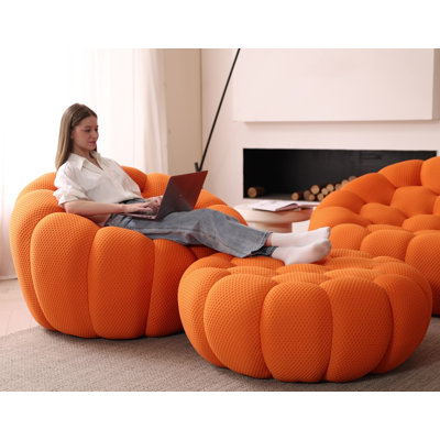Fauteuil d'appoint club rembourré avec repose-pieds 48,43 po Cenie, aucun assemblage requis