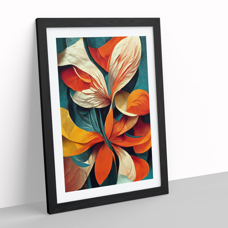 XV1022-262X Abstract Floral No.1 - Single Picture Frame Print, 64cm H x 46cm W x 2cm D, Black