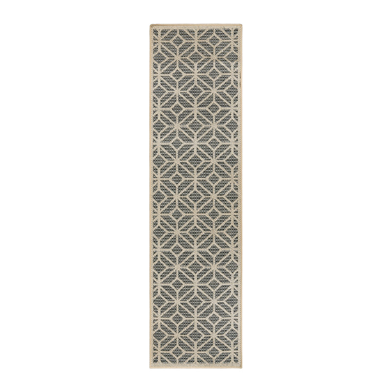 Pissouri Geometric Blue/Gray/Ivory Indoor & Outdoor Area Rug, Runner 2'3" x 6'