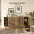 61.4'' Sideboard Buffet Cabinet With Storage, Fluted Buffet Cabinet With Sliding Doors & 4 Drawers-1492279144
