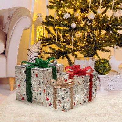 3 boîtes-cadeaux de Noël illuminées pour de superbes décorations de Noël