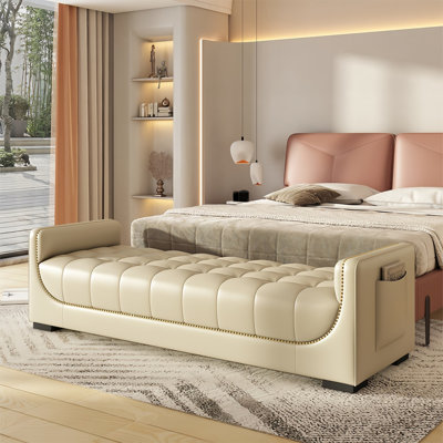 Sartore Cowhide Upholstered Storage Bench