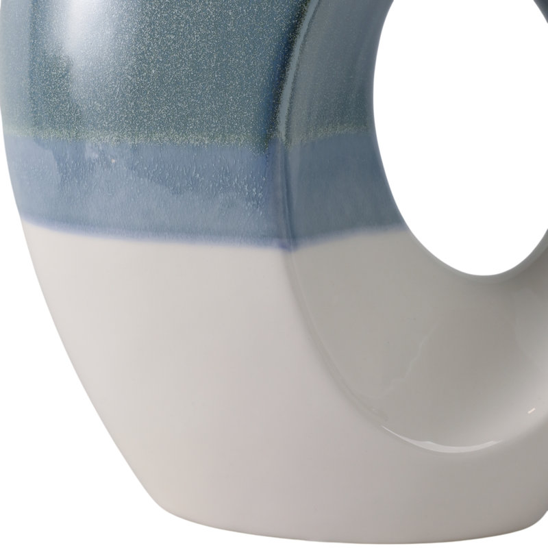 Earthenware Decorative Vase, Blue, 14" H x 12" W x 7" D