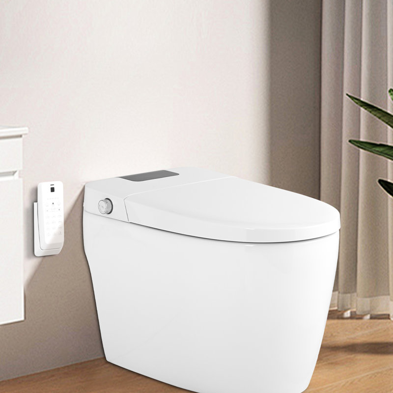 Toilette intelligente avec affichage à DEL, buse autonettoyante, siège chauffant, buse de nuit en céramique blanche