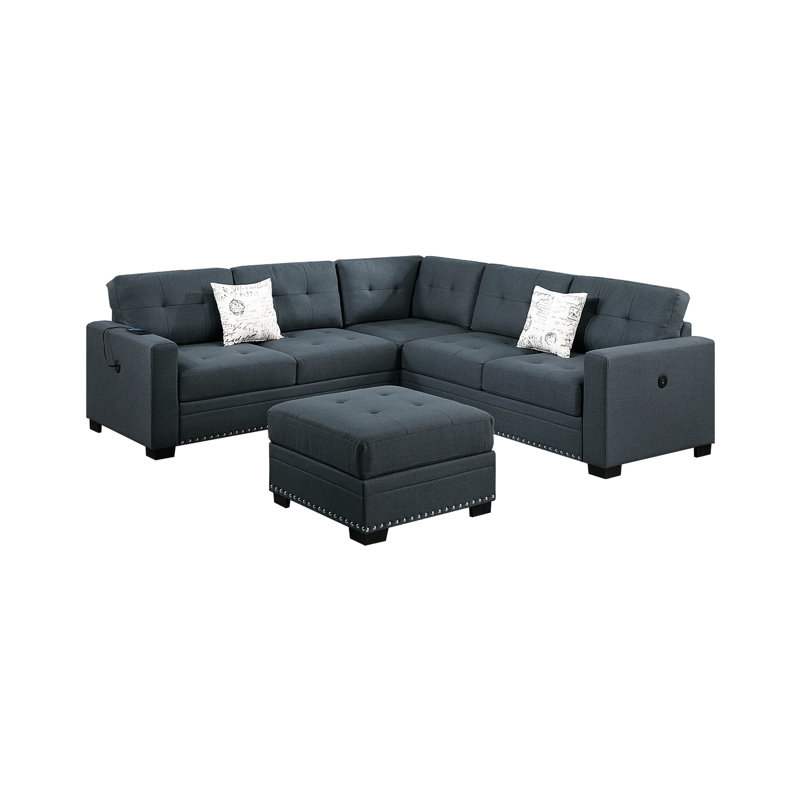 Canapé modulaire transitionnel gris foncé 4pc, Tissu gris foncé