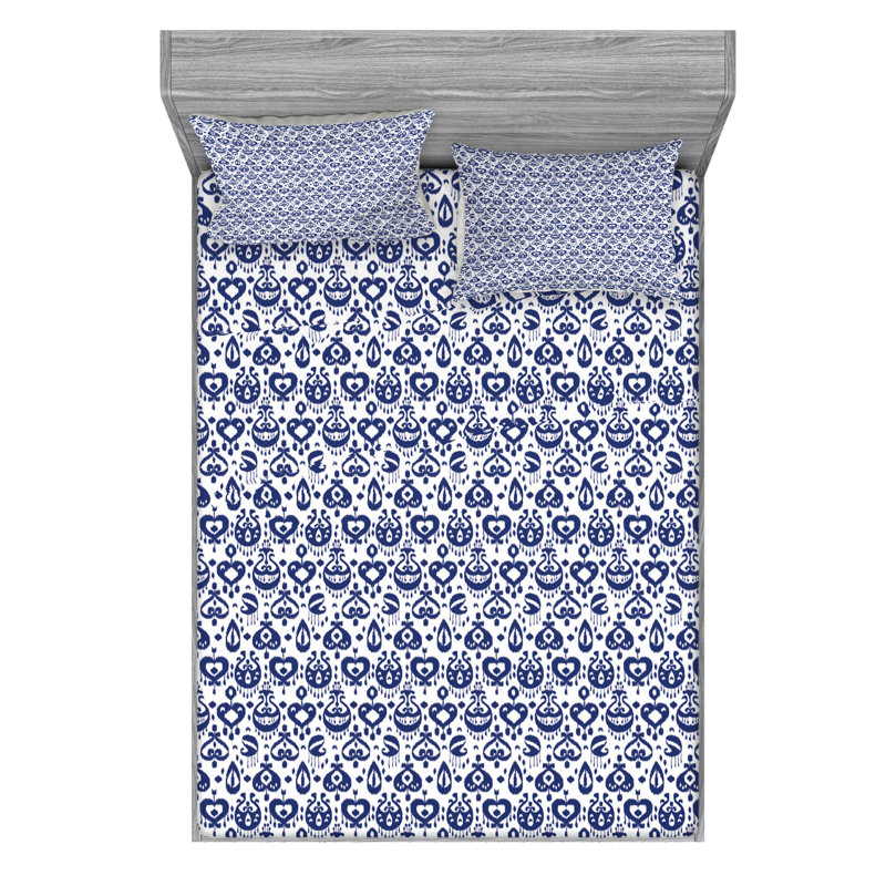 Microfiber Ikat Sheet Set, Full Sheet Set with Fitted Sheet